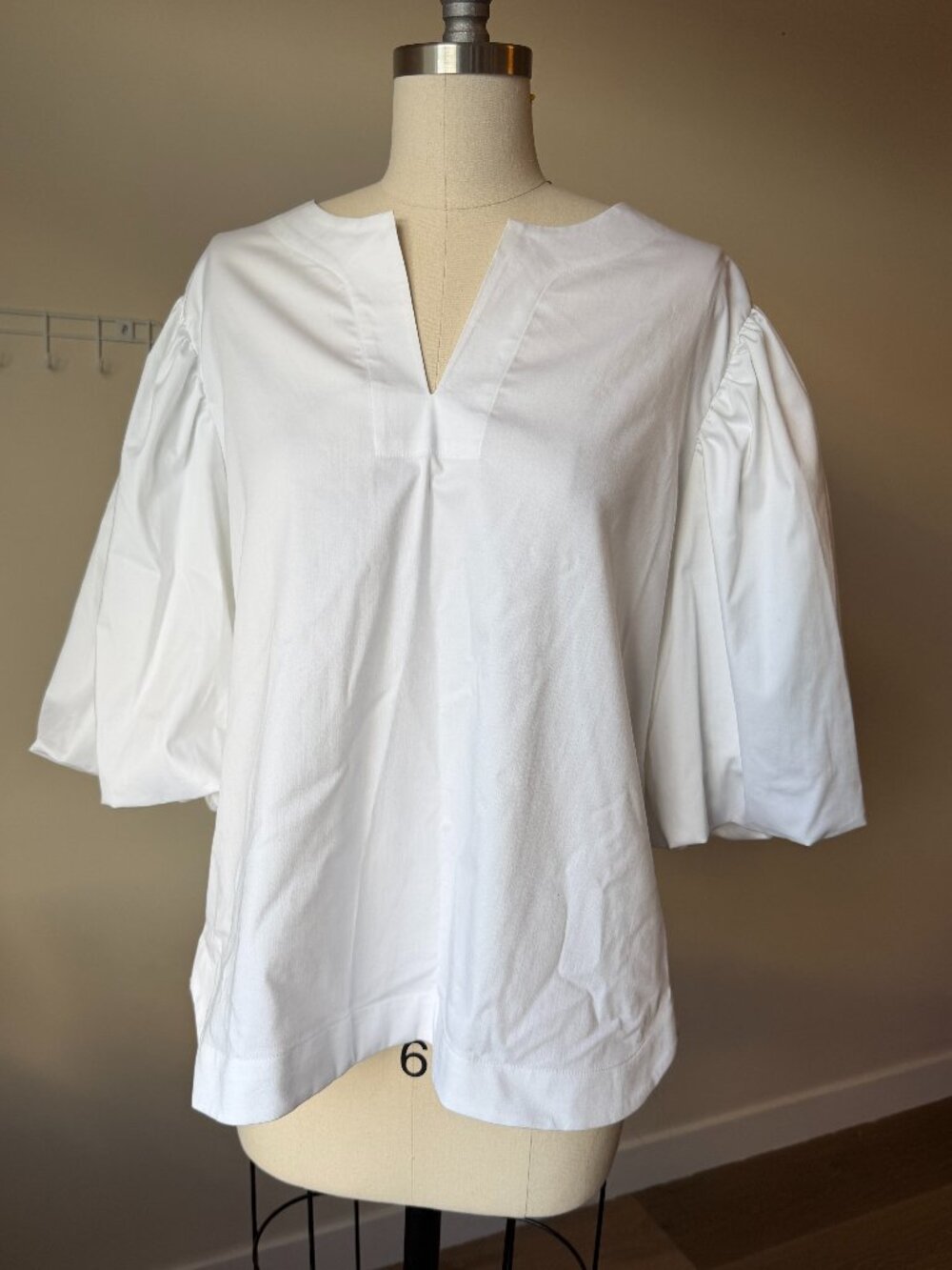 Vintage Chicos White Puff Sleeve Top | Cotton Blend Blouse | Size 12 | Oversized